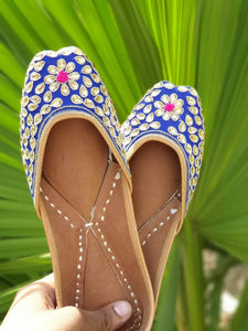 Blue Droplets Handcrafted Women's Punjabi Leather Jutti