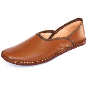 Solid Brown Leather Men's Boot Mojaris
