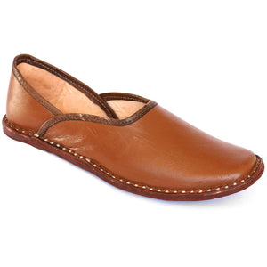 Solid Brown Leather Men's Boot Mojaris
