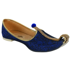 krafto mens blue fabric mono rhinestone mojaris