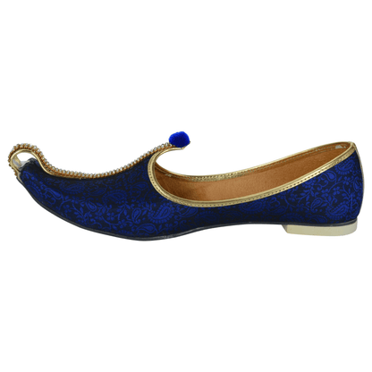 krafto mens blue fabric mono rhinestone mojari khussa punjabi