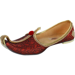 Red wedding sherwani mojari fabric maroon