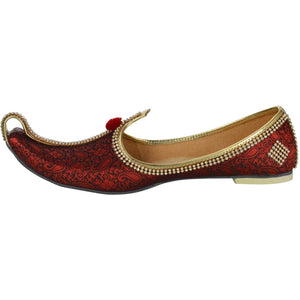 Red wedding sherwani mojari fabric maroon