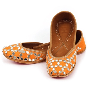 Orange Mirrors Handcrafted Women's Punjabi Leather Jutti